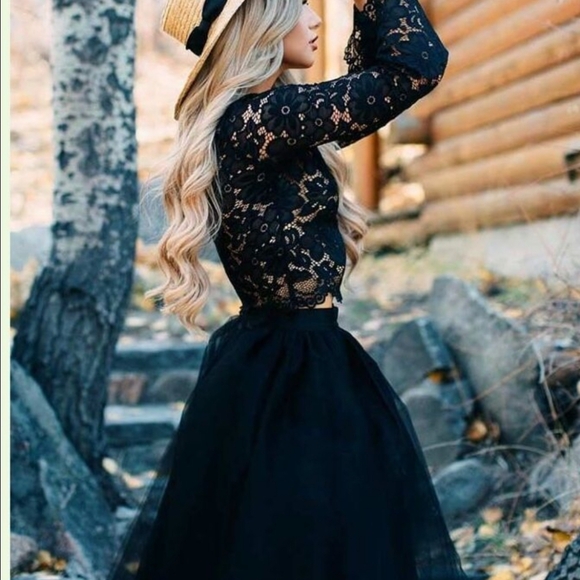 AQUA XXS Black Lace Long Sleeve - Picture 10 of 10